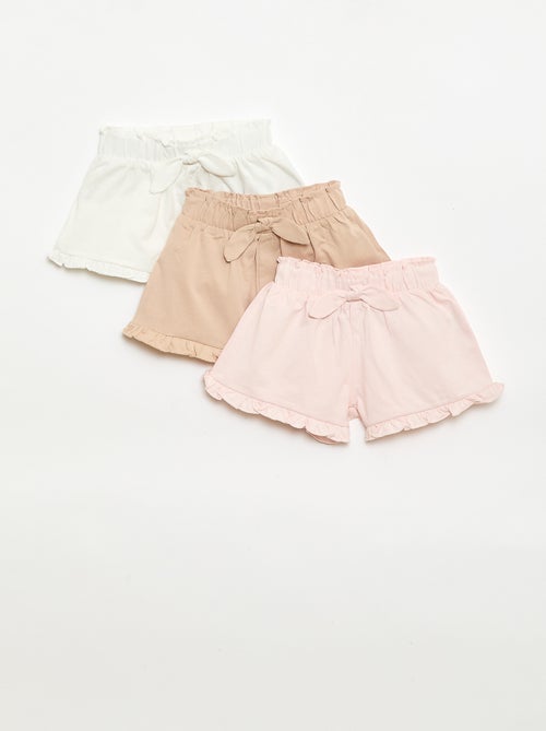 Set di 3 shorts tinta unita con volant - Kiabi