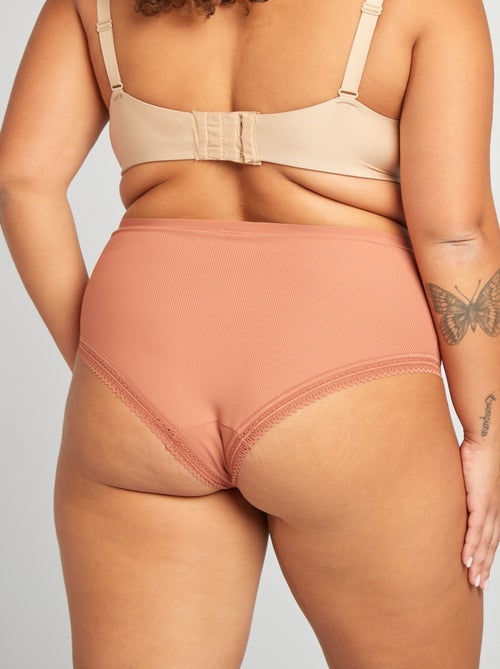Set di 3 slip a coste con pizzo - Kiabi