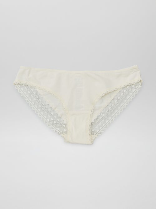 Set di 3 slip in cotone e pizzo - Kiabi