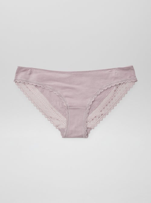 Set di 3 slip in cotone e pizzo - Kiabi