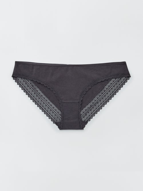 Set di 3 slip in cotone e pizzo - Kiabi