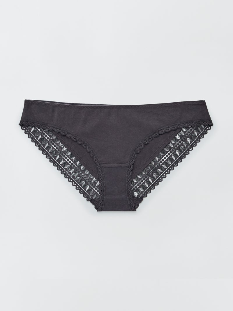 Set di 3 slip in cotone e pizzo ROSA - Kiabi