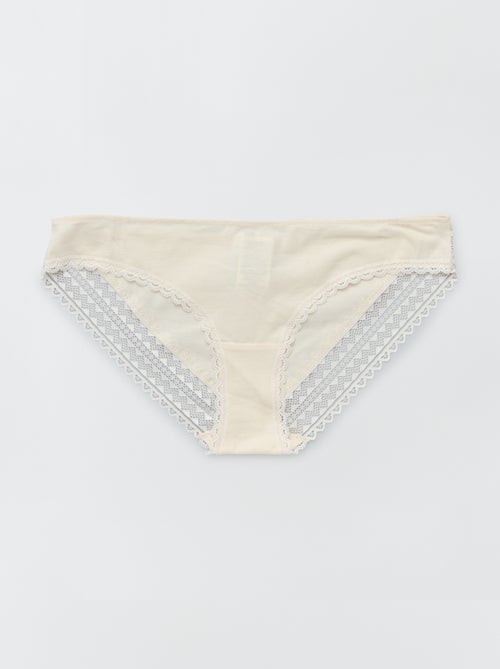 Set di 3 slip in cotone e pizzo - Kiabi