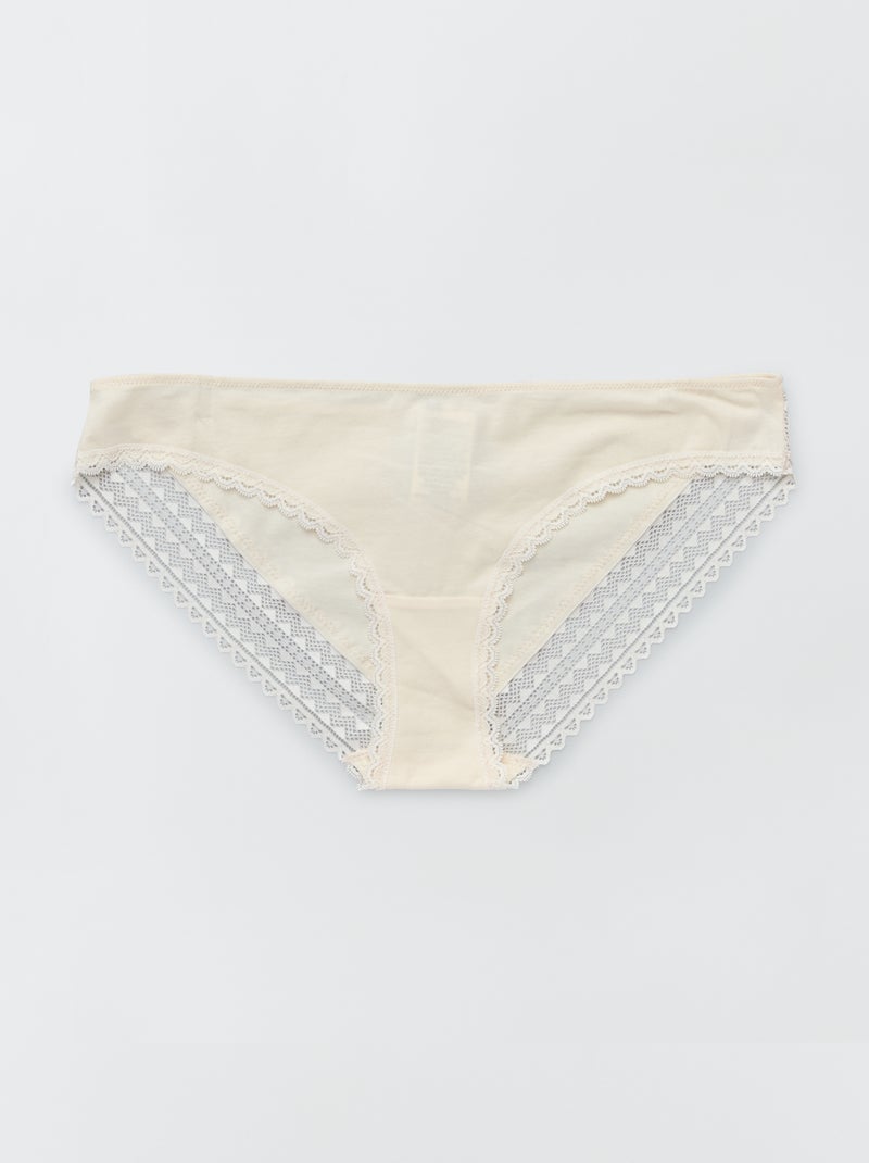 Set di 3 slip in cotone e pizzo ROSA - Kiabi