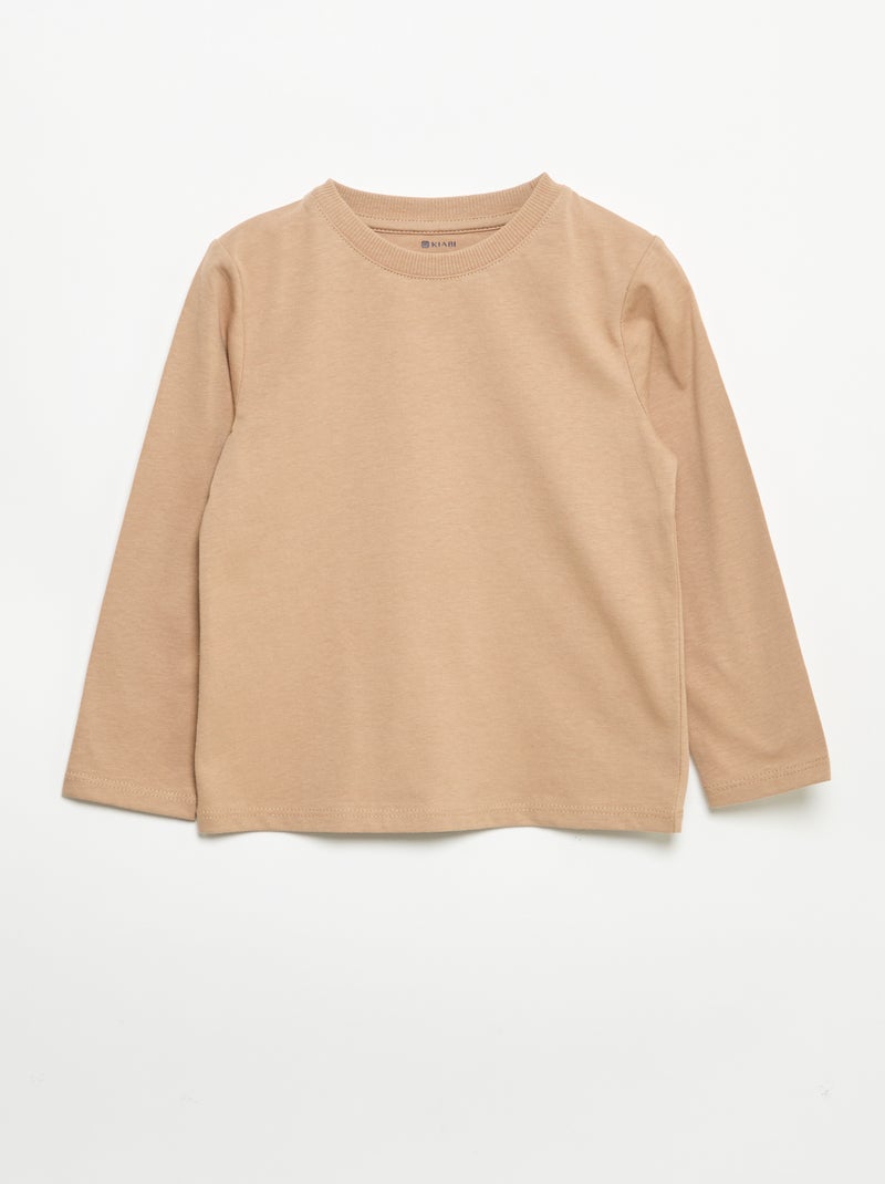 Set di 3 t-shirt a maniche lunghe Beige - Kiabi