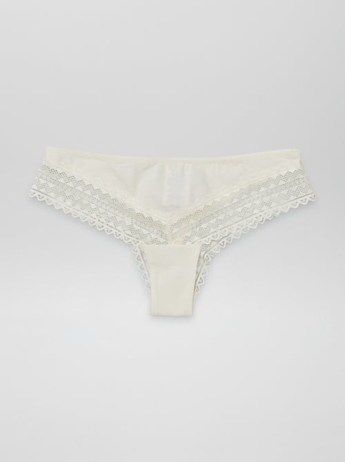 Set di 3 tanga in cotone e pizzo - Kiabi