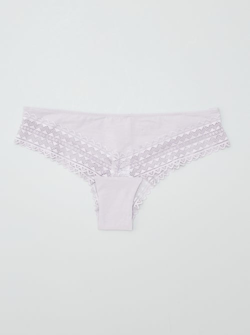 Set di 3 tanga in cotone e pizzo - Kiabi
