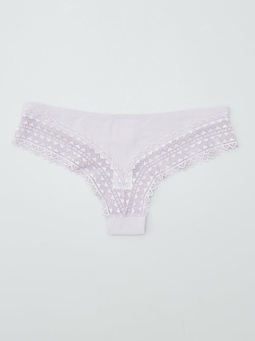 Set di 3 tanga in cotone e pizzo - Kiabi