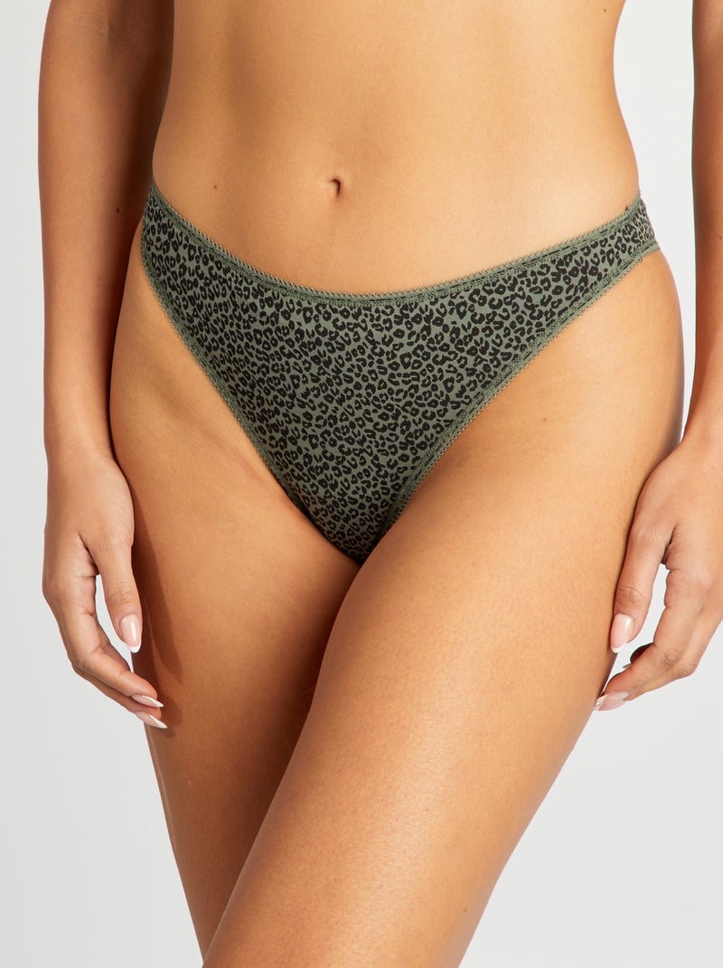 Set di 3 tanga in cotone KAKI - Kiabi