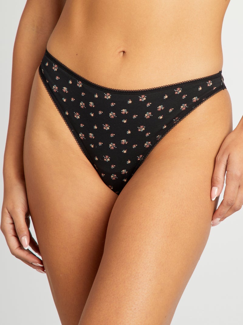Set di 3 tanga in cotone NERO - Kiabi