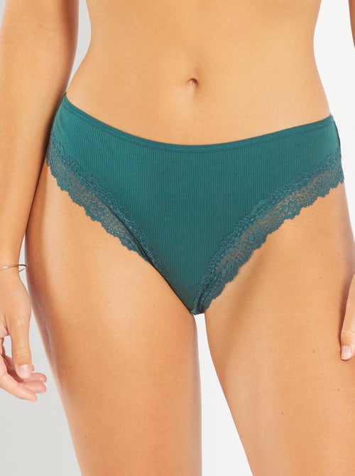 Set di 3 tanga in maglia a costine - Kiabi