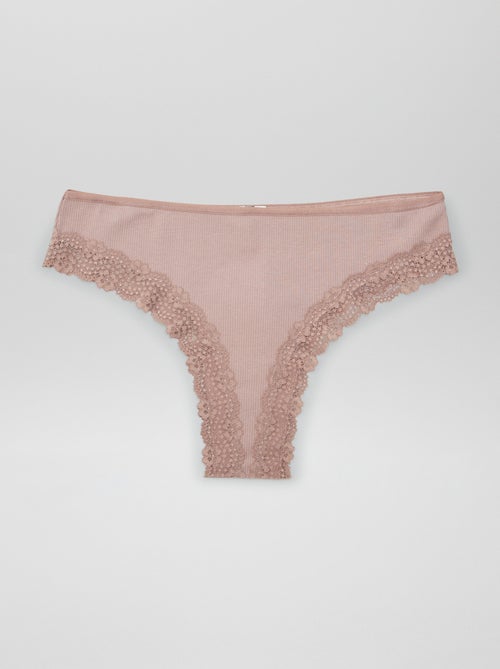 Set di 3 tanga in maglia a costine - Kiabi