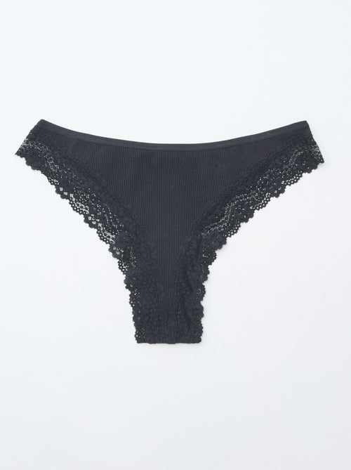 Set di 3 tanga in maglia a costine - Kiabi