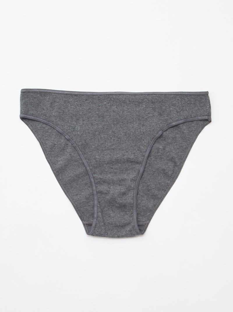 Set di 5 slip a costine Grigio - Kiabi