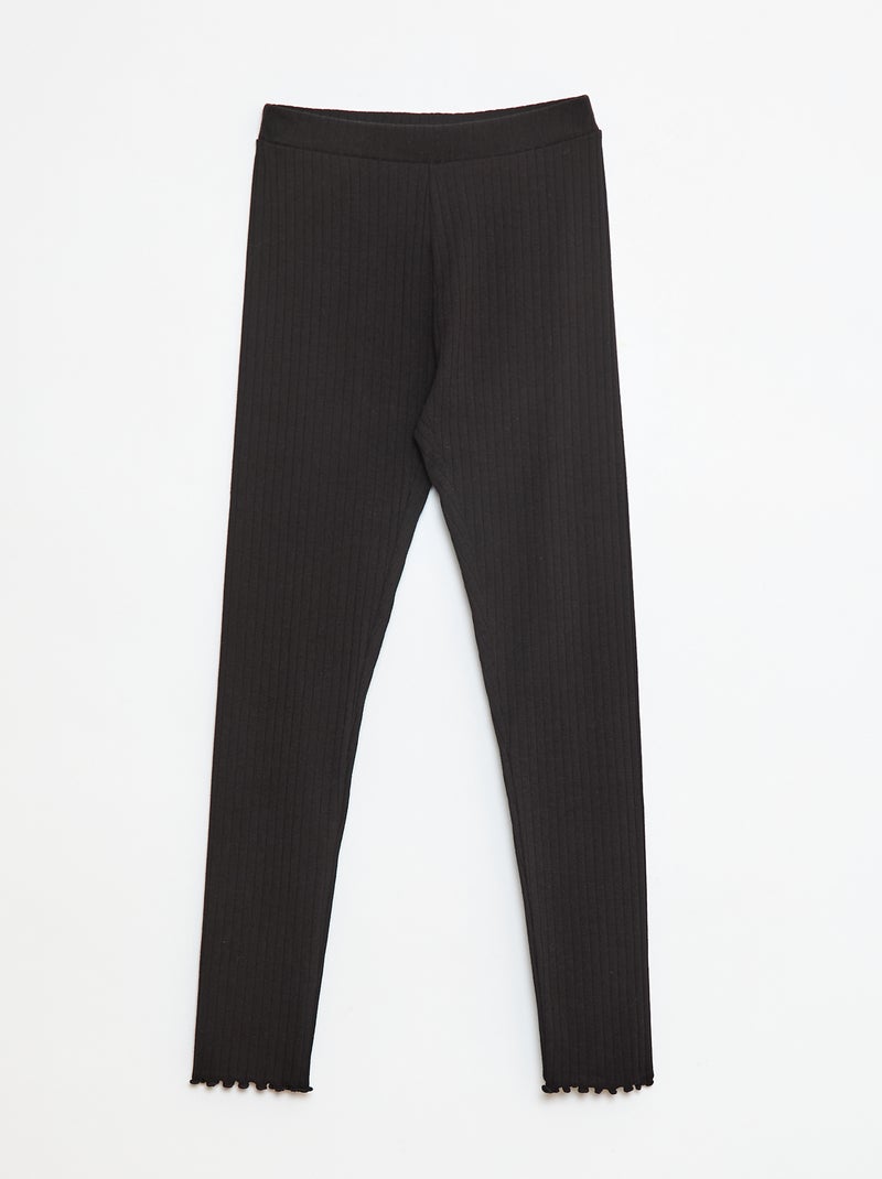 Set di leggings a coste 1 stampato e 1 tinta unita - 2 pezzi Nero - Kiabi