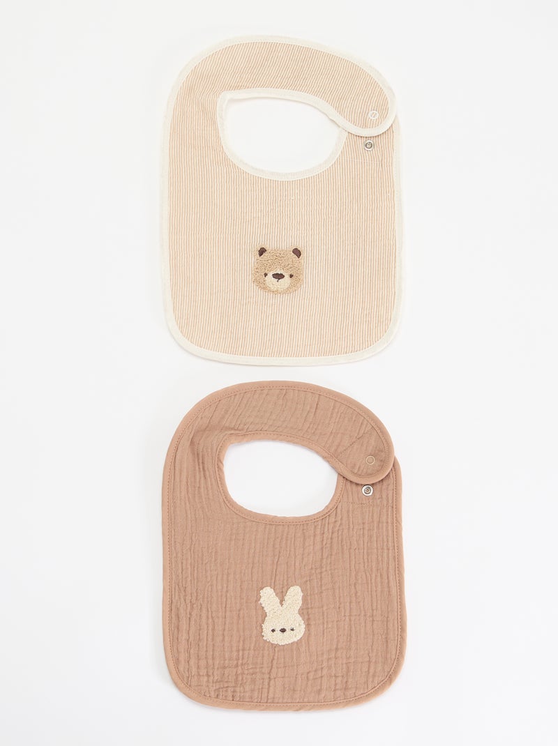 Set of 2 bibs Beige - Kiabi