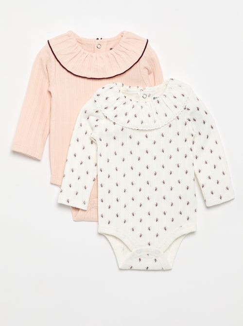 Set of 2 bodysuits with fancy collar - Kiabi Set of 2 bodysuits with fancy collar - Kiabi