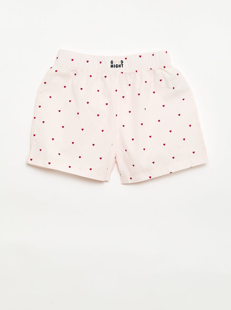 Set of 2 Cotton Poplin Sleep Shorts Pink - Kiabi