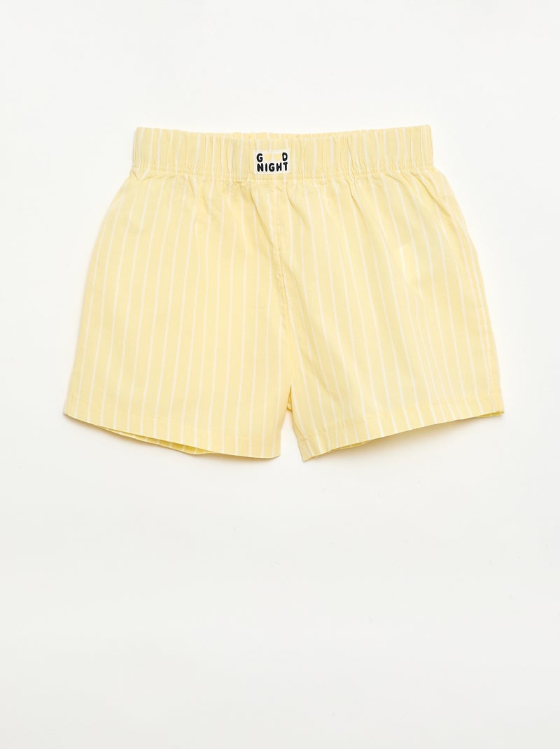 Set of 2 Cotton Poplin Sleep Shorts Yellow - Kiabi