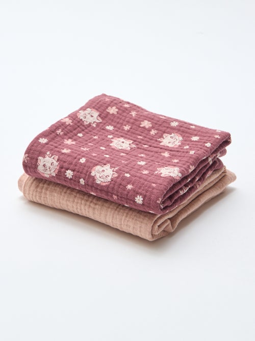 Set of 2 'Disney' 'Marie' Double Cotton Gauze Muslins 60x60 cm - Kiabi