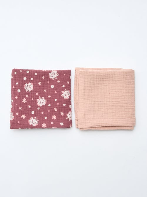 Set of 2 'Disney' 'Marie' Double Cotton Gauze Muslins 60x60 cm - Kiabi