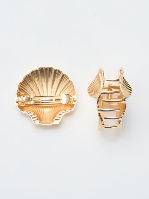 Set of 2 Gold-Tone Decorative Hair Clips - Kiabi