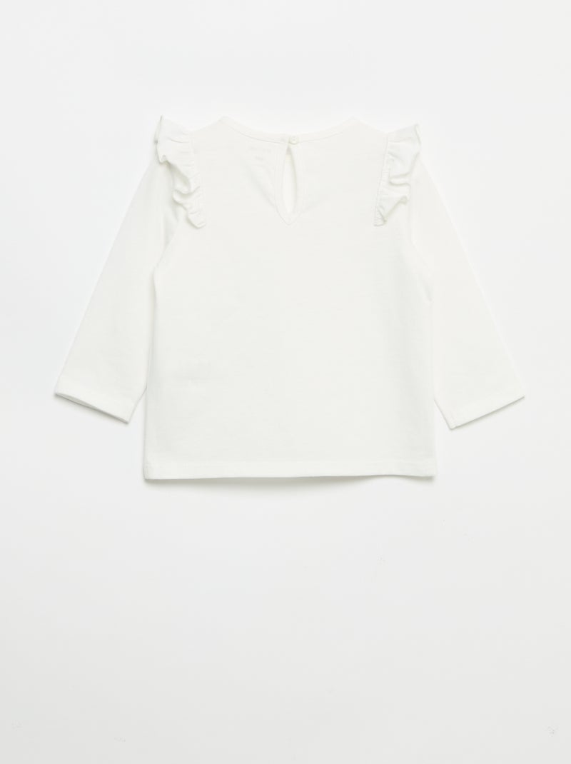 Set of 2 long-sleeved cotton jersey t-shirts White - Kiabi