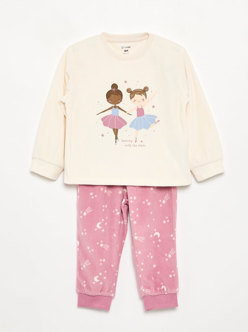 Set of 2 Printed Fleece 2-Piece Pyjamas Pink - Kiabi