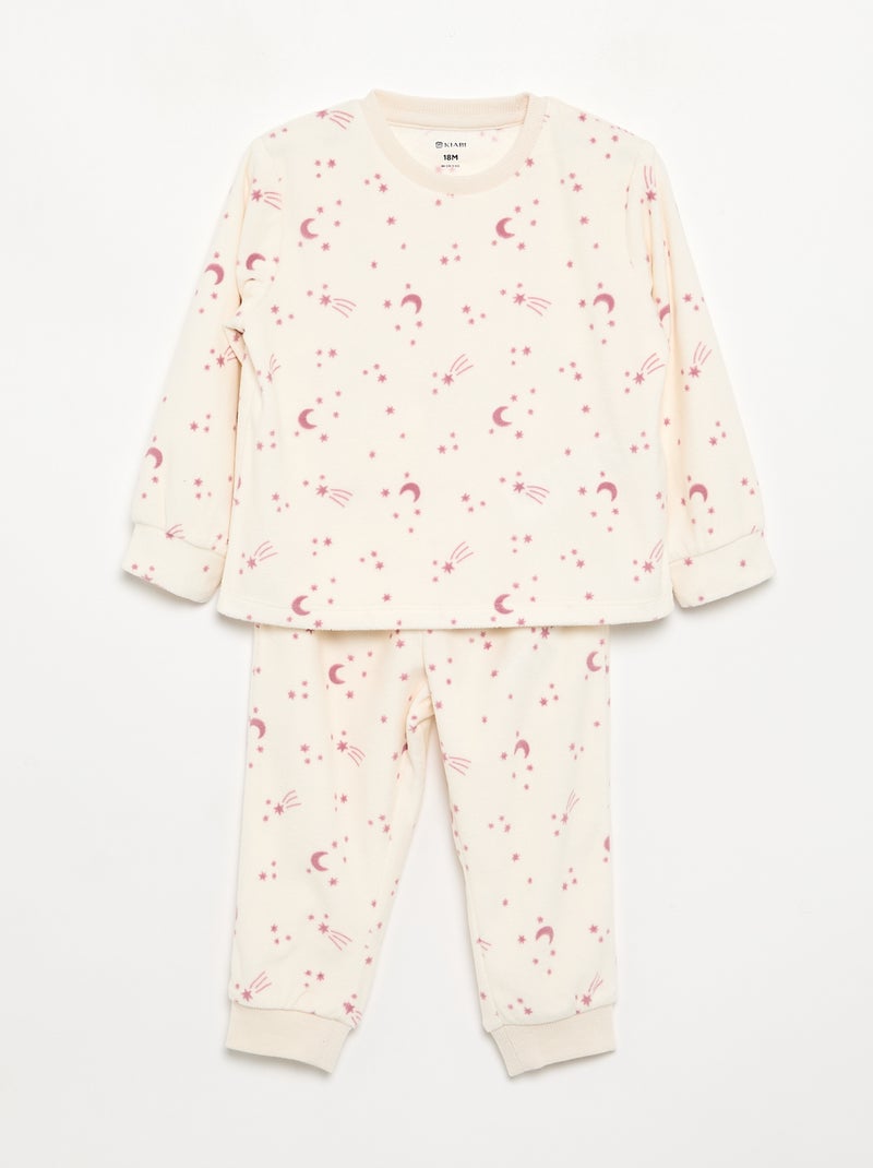 Set of 2 Printed Fleece 2-Piece Pyjamas Pink - Kiabi
