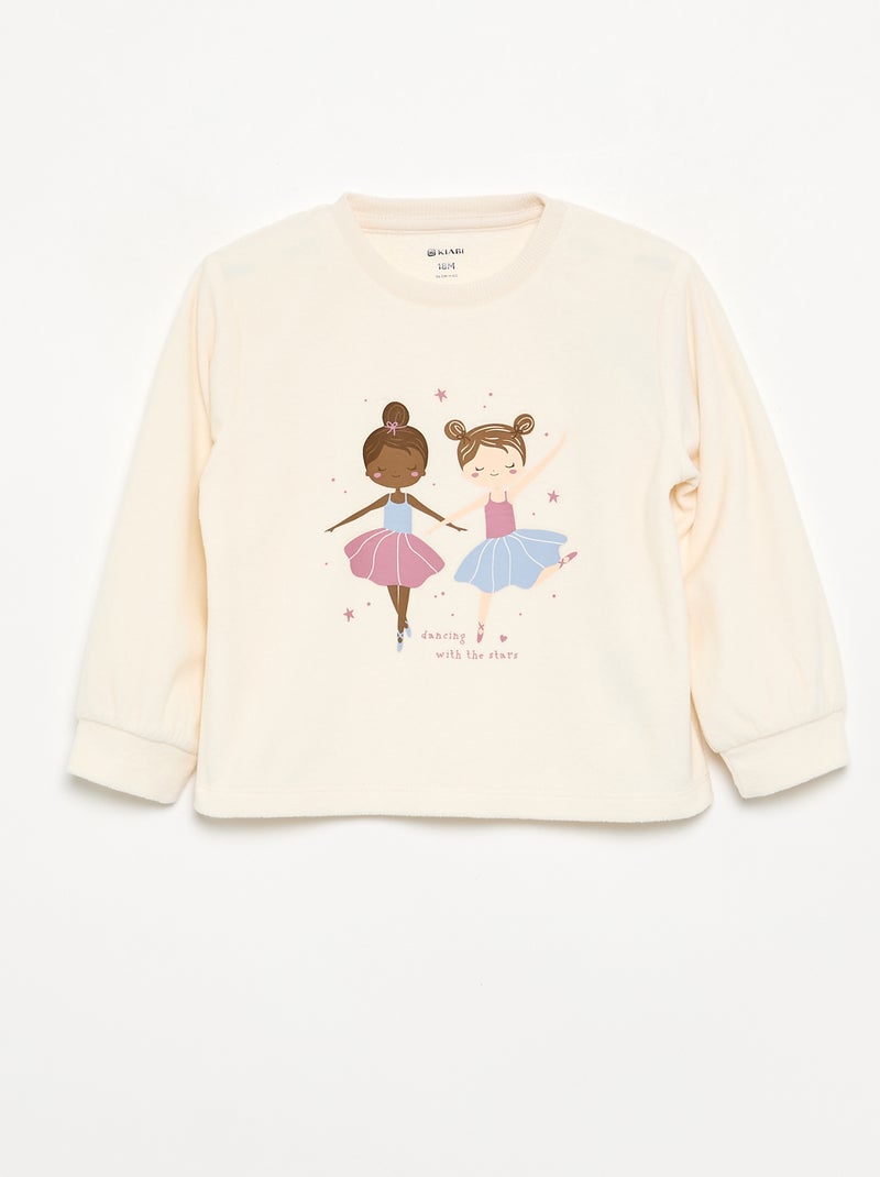 Set of 2 Printed Fleece 2-Piece Pyjamas Pink - Kiabi