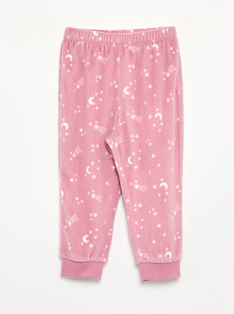Set of 2 Printed Fleece 2-Piece Pyjamas Pink - Kiabi