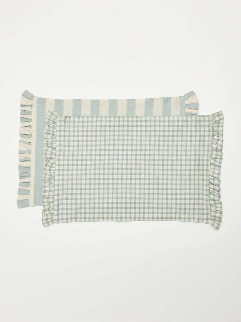 Set of 2 Ruffled Placemats (32x45 cm) BLUE - Kiabi