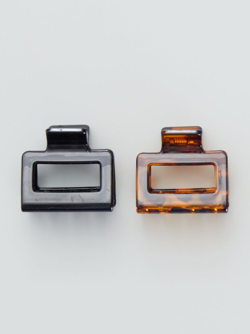 Set of 2 square hair claw clips BROWN - Kiabi