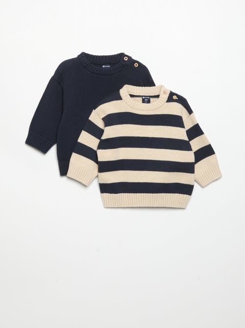 Set of 2 sweaters - 1 striped + 1 plain - Kiabi
