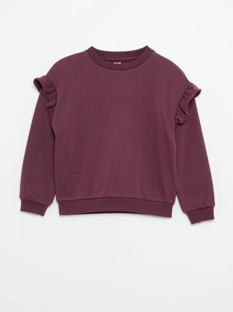 Set of 2 Sweatshirts with Ruffled Shoulders Purple - Kiabi