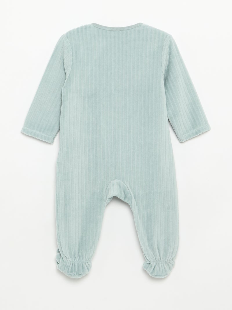 Set of 2 Velvet Footed Sleepsuits Blue - Kiabi
