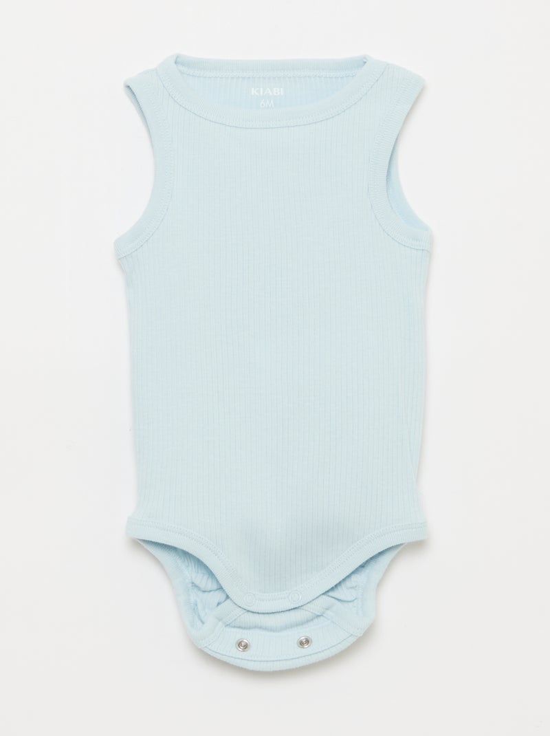 Set of 3 Adjustable Solid Strap Bodysuits Blue - Kiabi