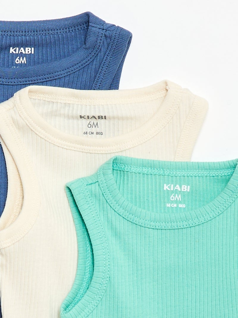 Set of 3 Adjustable Solid Strap Bodysuits Green - Kiabi