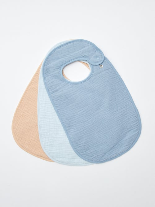 Set of 3 cotton gauze bibs with terry lining - Kiabi