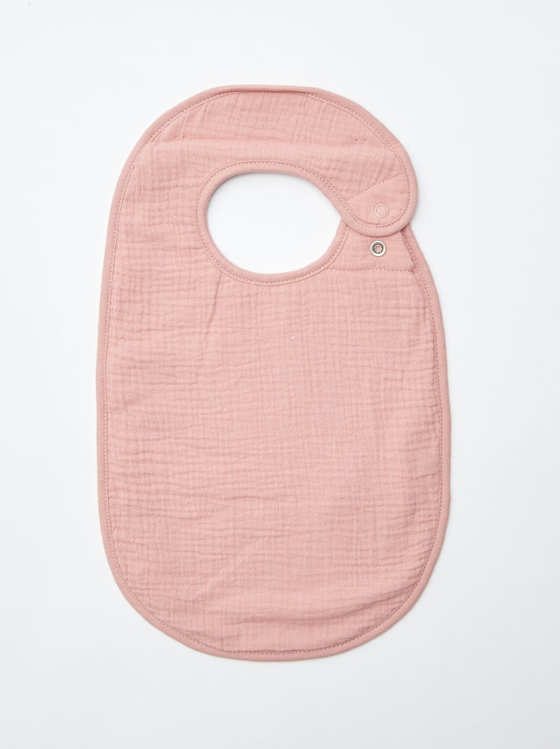 Set of 3 cotton gauze bibs with terry lining PINK - Kiabi