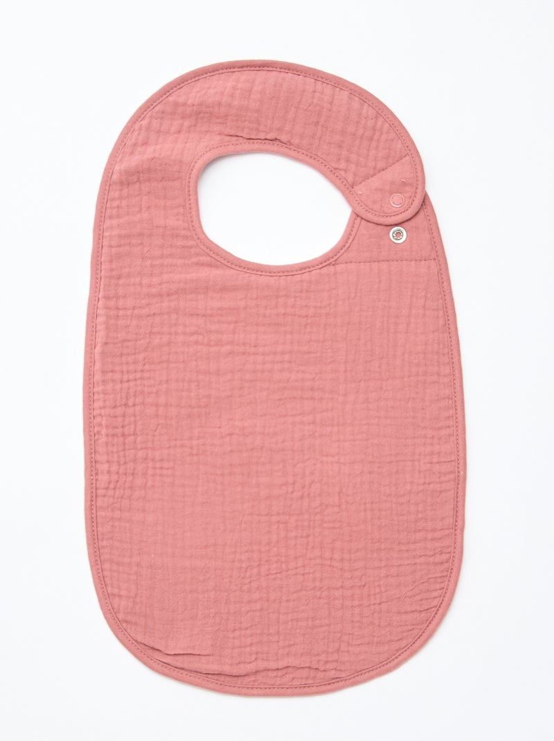 Set of 3 cotton gauze bibs with terry lining Pink - Kiabi