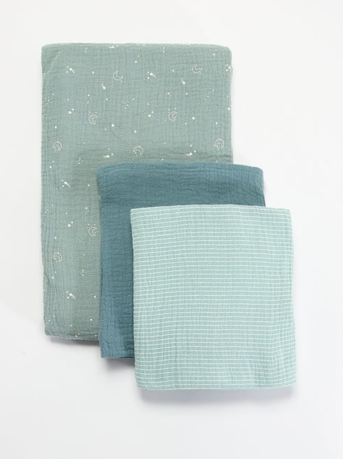 Set of 3 cotton gauze swaddles - Kiabi