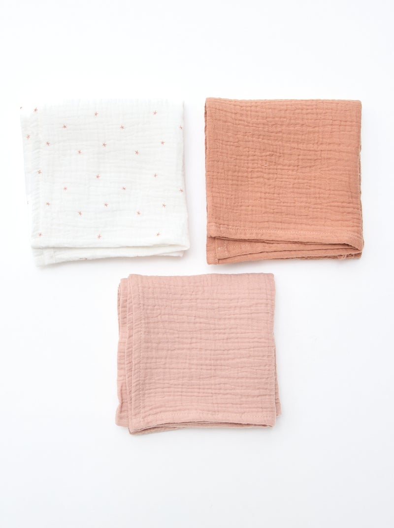 Set of 3 Cotton Swaddles Pink - Kiabi