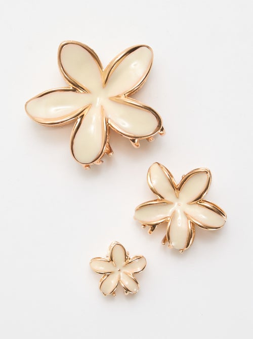 Set of 3 Golden Flower Hair Clips - Kiabi