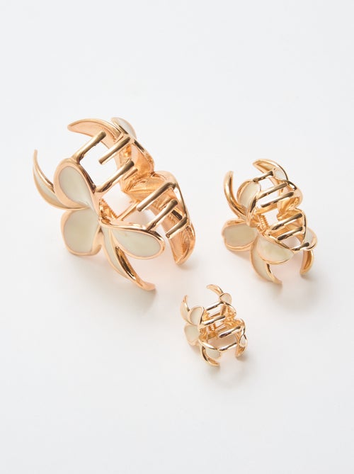 Set of 3 Golden Flower Hair Clips - Kiabi