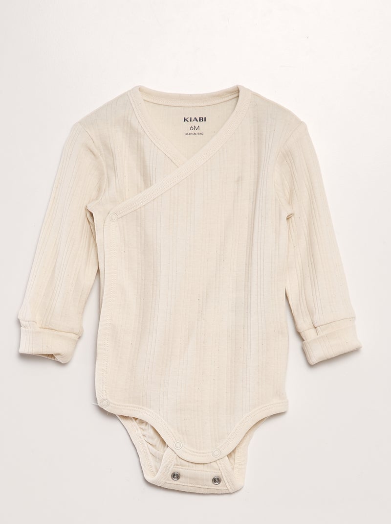 Set of 3 Grow-With-Me Bodysuits BEIGE - Kiabi
