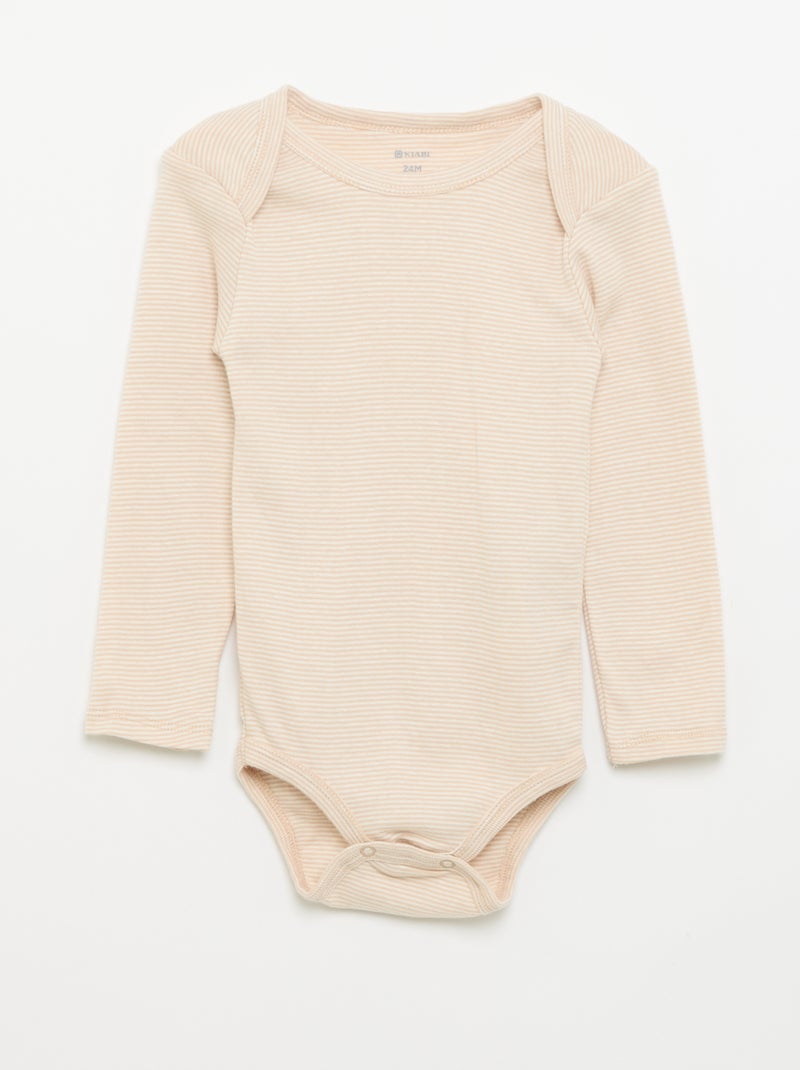 Set of 3 long-sleeved bodysuits Brown - Kiabi