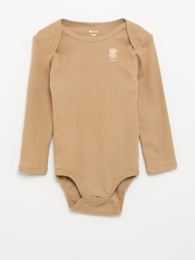 Set of 3 long-sleeved bodysuits Brown - Kiabi