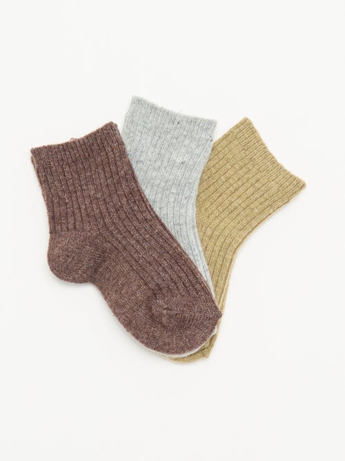 Set of 3 Pairs of Ribbed Knit Socks - Kiabi