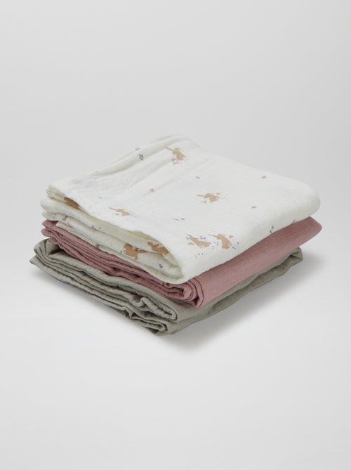 Set of 3 Printed Muslin Squares - Kiabi